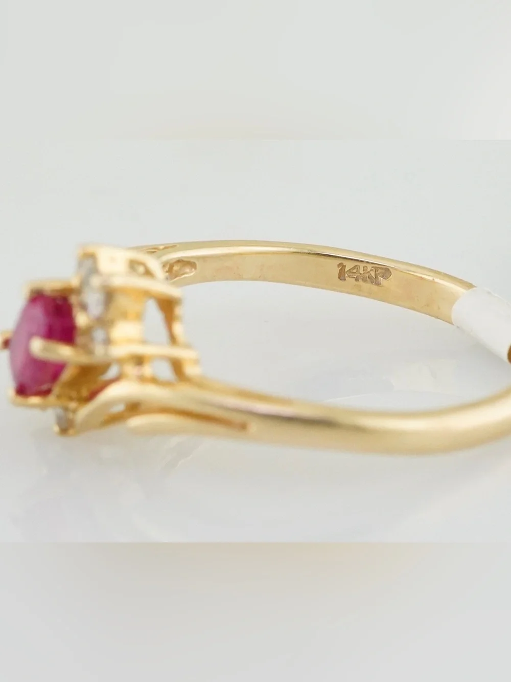 Solid 14k yellow gold natural ruby and diamond ring